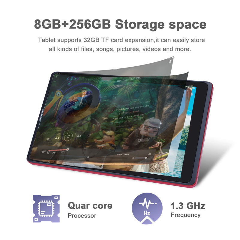 ไอเดีย C แอนดรอยด์ 8 นิ้ว แท็บเล็ต พีซี 256GB ความจุขนาดใหญ่ 5MP + 8MP กล้อง 8000mAh ระยะเวลาการใช้งานแบตเตอรี่ การอ่าน CM835 สีแดง