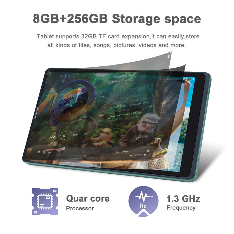 ไอเดียซี ซิม สนับสนุน แท็บเล็ตสีเขียว PC 8GB RAM 256GB ROM 800x1280 IPS HD Screen Display Tablet With Case CM835
