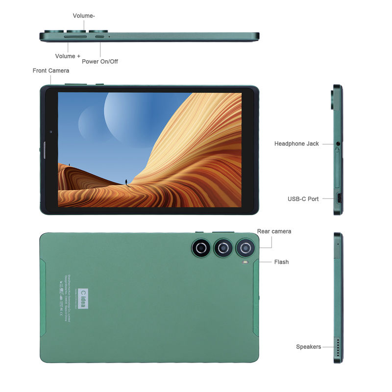 ไอเดียซี ซิม สนับสนุน แท็บเล็ตสีเขียว PC 8GB RAM 256GB ROM 800x1280 IPS HD Screen Display Tablet With Case CM835