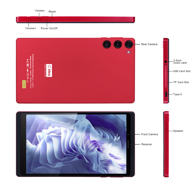 C Idea แท็บเล็ต 7 นิ้ว แรม 6GB โรม 128GB พร้อมซิม แอนดรอยด์ แท็บเล็ต PC สําหรับนักเรียน CM525 สีแดง