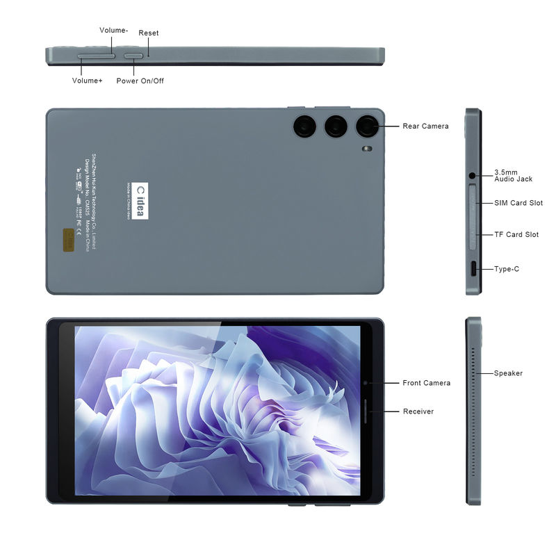 C Idea โรงเรียนแท็บเล็ต 512GB แอนดรอยด์ 12 พร้อมการสนับสนุน SIM สมาร์ทแท็บเล็ต PC CM525 สีเทา