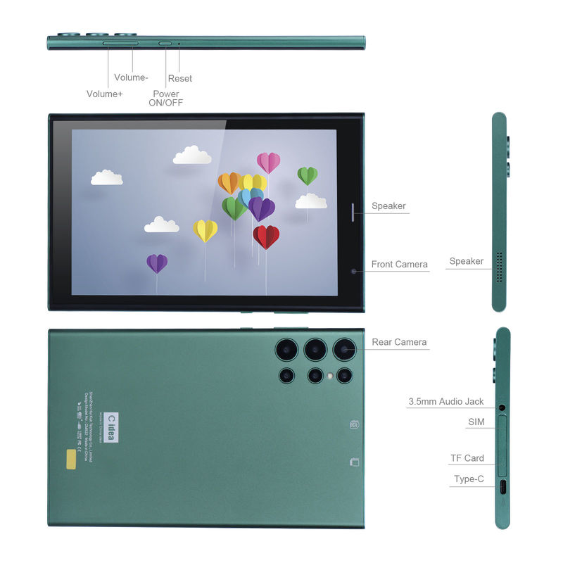 ไอเดีย C 8 นิ้ว แอนดรอยด์ แท็บเล็ต PC 8GB RAM 512GB ROM Quad Core 800*1280 แท็บเล็ต HD พร้อม WIFI/SIM Card CM822 (สีเขียว)