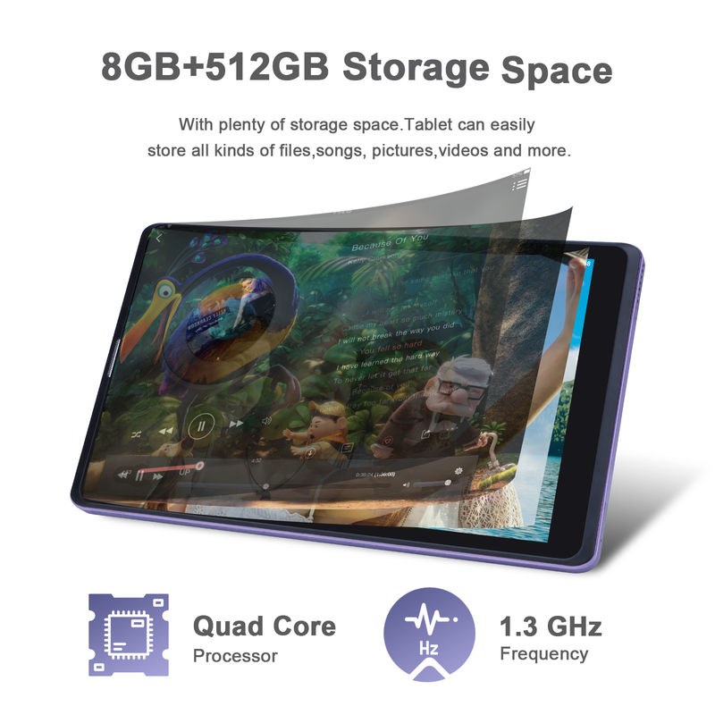 ไอเดีย C 8 นิ้ว แอนดรอยด์ แท็บเล็ต PC ผู้ผลิตด้วย แอนดรอยด์ 12 Quad Core 8GB+512GB Storage IPS HD Display CM835 ((ม่วง)