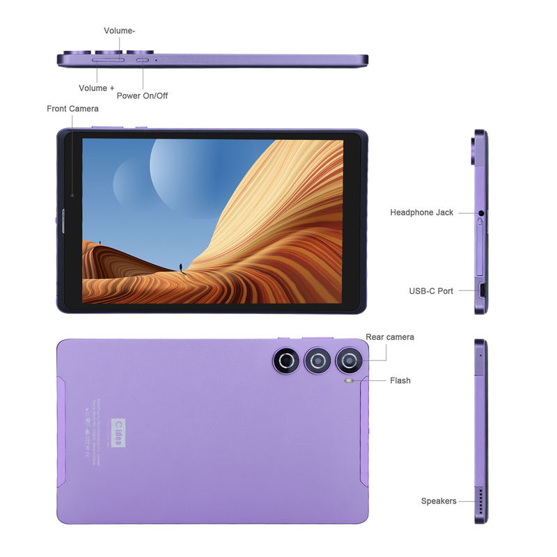 ไอเดีย C 8 นิ้ว แอนดรอยด์ แท็บเล็ต PC ผู้ผลิตด้วย แอนดรอยด์ 12 Quad Core 8GB+512GB Storage IPS HD Display CM835 ((ม่วง)