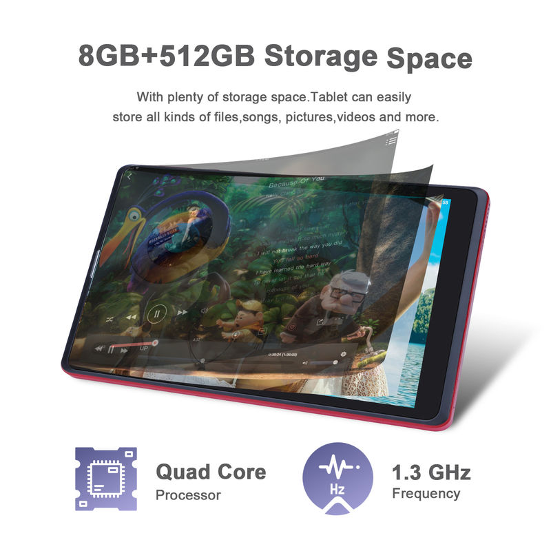 ไอเดีย C 8 นิ้ว แอนดรอยด์ แท็บเล็ต PC ผู้ผลิตด้วย แอนดรอยด์ 12 Quad Core 8GB+512GB Storage IPS HD Display CM835 ((แดง)