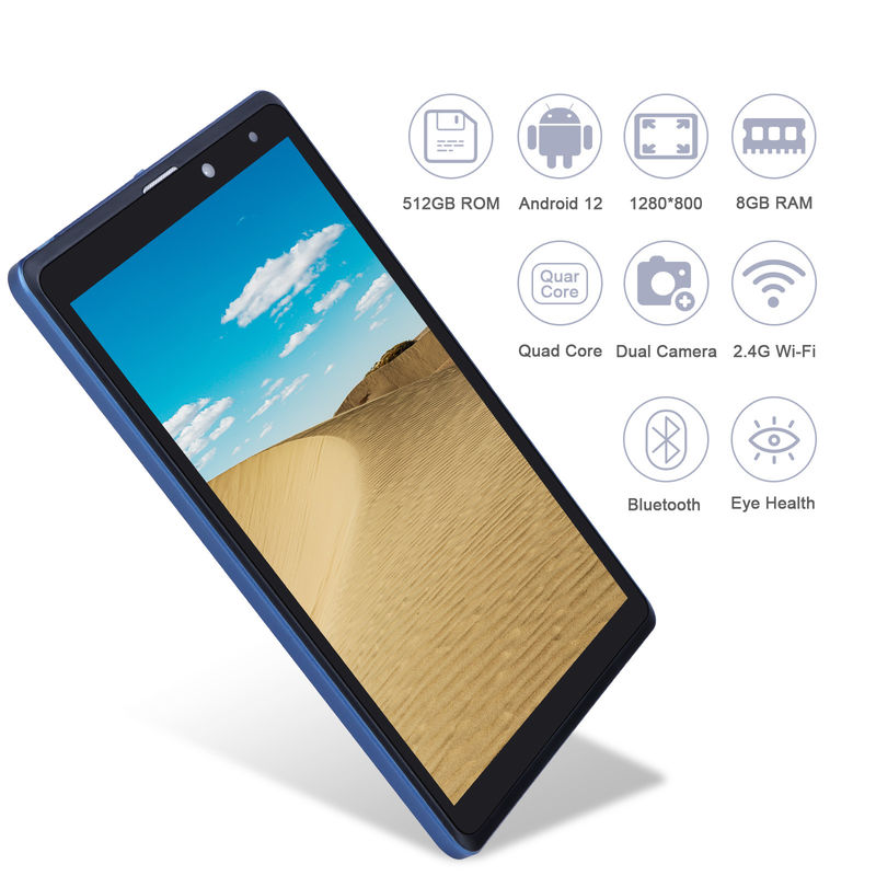ไอเดีย C 8 นิ้ว แอนดรอยด์ แท็บเล็ต PC ผู้ผลิตด้วย แอนดรอยด์ 12 Quad Core 8GB + 512GB Storage IPS HD Display CM835 ((สีฟ้า)