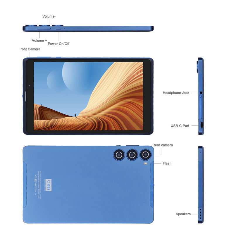 ไอเดีย C 8 นิ้ว แอนดรอยด์ แท็บเล็ต PC ผู้ผลิตด้วย แอนดรอยด์ 12 Quad Core 8GB + 512GB Storage IPS HD Display CM835 ((สีฟ้า)