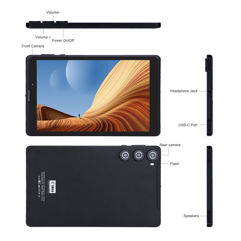 ไอเดีย C 8 นิ้ว แอนดรอยด์ แท็บเล็ต PC ผู้ผลิตด้วย แอนดรอยด์ 12 Quad Core 8GB + 512GB ที่เก็บของ IPS HD Display CM835 ((ดํา)