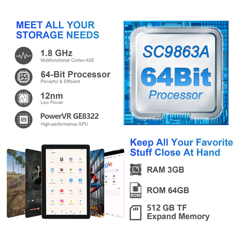 ไอเดียซี แรม 3GB 64GB โรม 10 นิ้ว แอนดรอยด์ แท็บเล็ต PC 512GB ขยาย HD IPS จอ CM9000 สเปซสีเทา