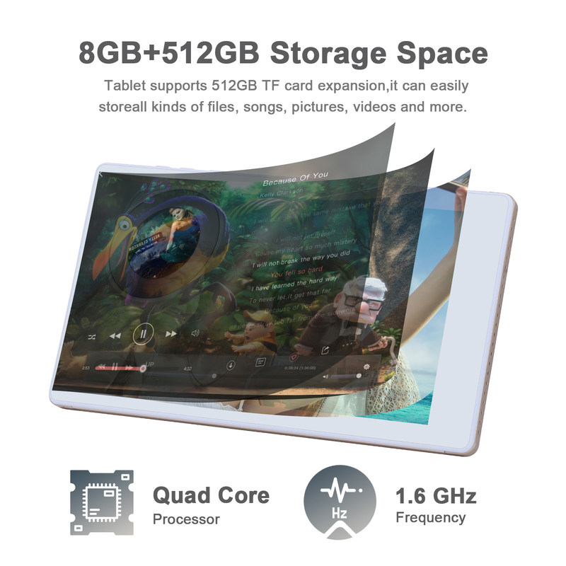 ไอเดีย C แท็บเล็ตสมาร์ท Android ขนาด 7 นิ้ว 8+512GB แท็บเล็ต WiFi Quad Core HD Touch Screen CM513 ((ทอง)