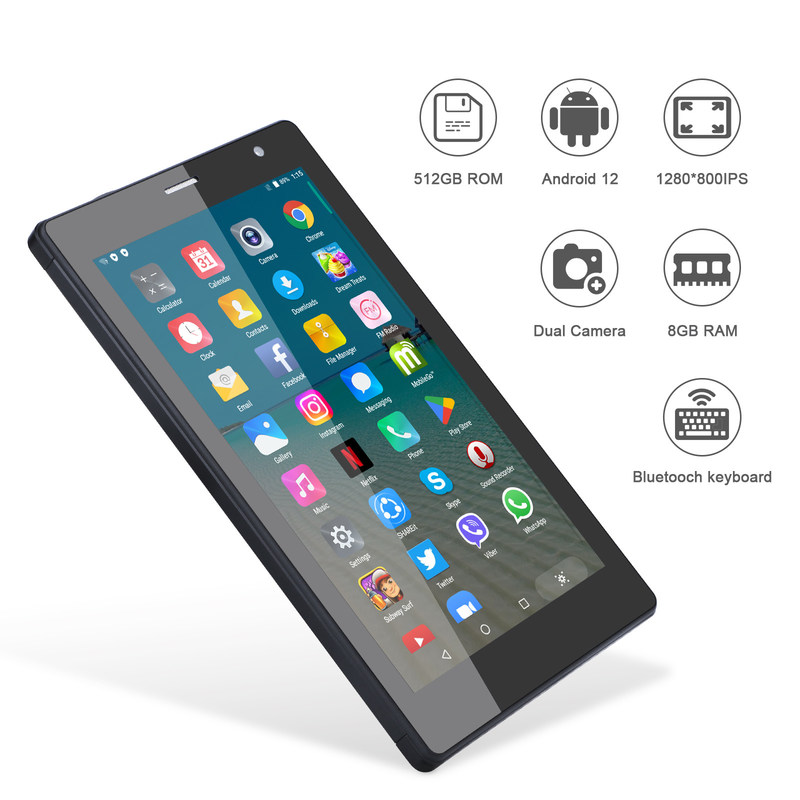 ไอเดีย C แท็บเล็ตสมาร์ท Android ขนาด 7 นิ้ว ขนาด 8+512GB แท็บเล็ต WiFi Quad Core ขนาด HD หน้าจอสัมผัส CM513 ((ดํา)