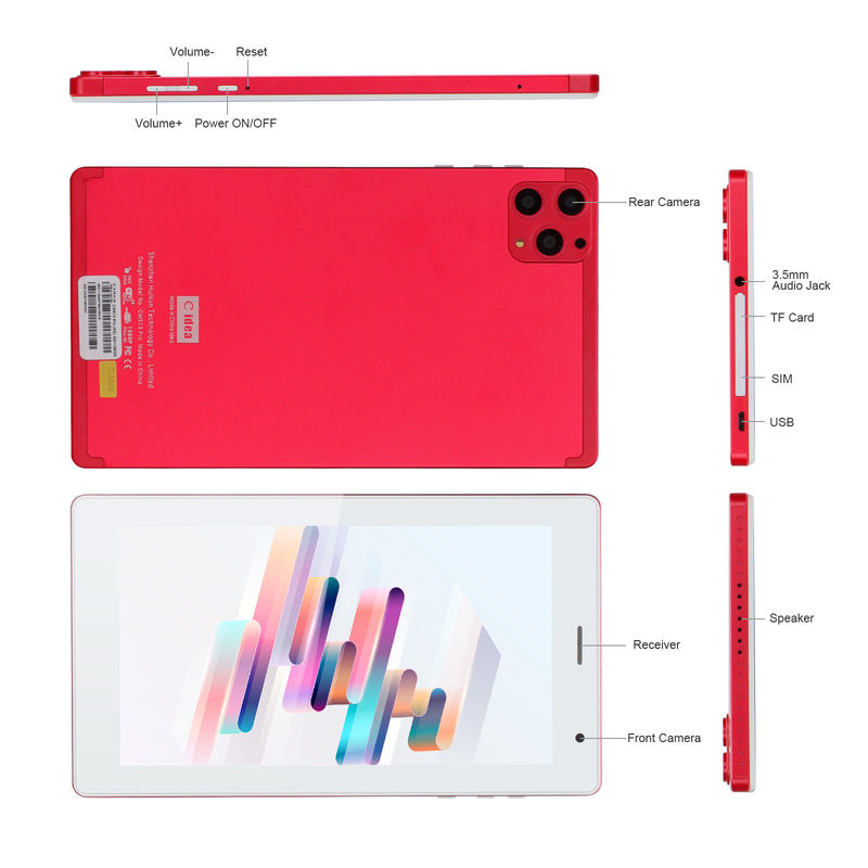ไอเดีย C แท็บเล็ตสมาร์ท Android ขนาด 7 นิ้ว 8+512GB แท็บเล็ต Quad Core WiFi HD Touch Screen CM513 ((แดง)