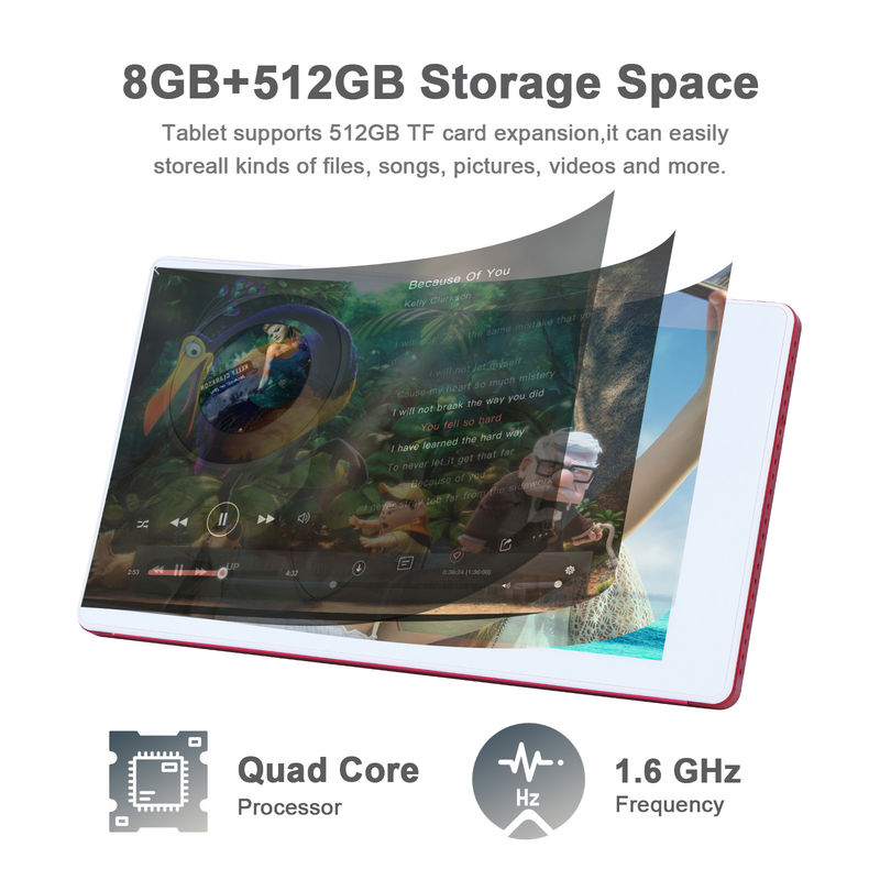 ไอเดีย C แท็บเล็ตสมาร์ท Android ขนาด 7 นิ้ว 8+512GB แท็บเล็ต Quad Core WiFi HD Touch Screen CM513 ((แดง)