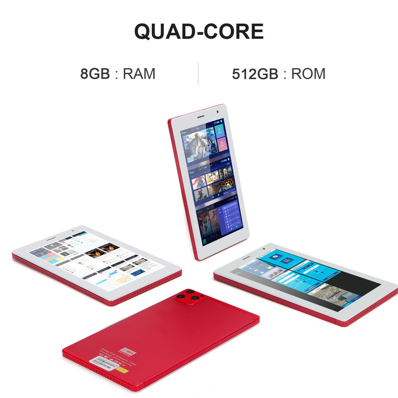 ไอเดีย C 7 นิ้ว แท็บเล็ต PC 8GB RAM 512GB ROM Quad Core Processor กล้องสอง WiFi/BT สําหรับวัยรุ่น พร้อม Case CM513 (สีแดง)