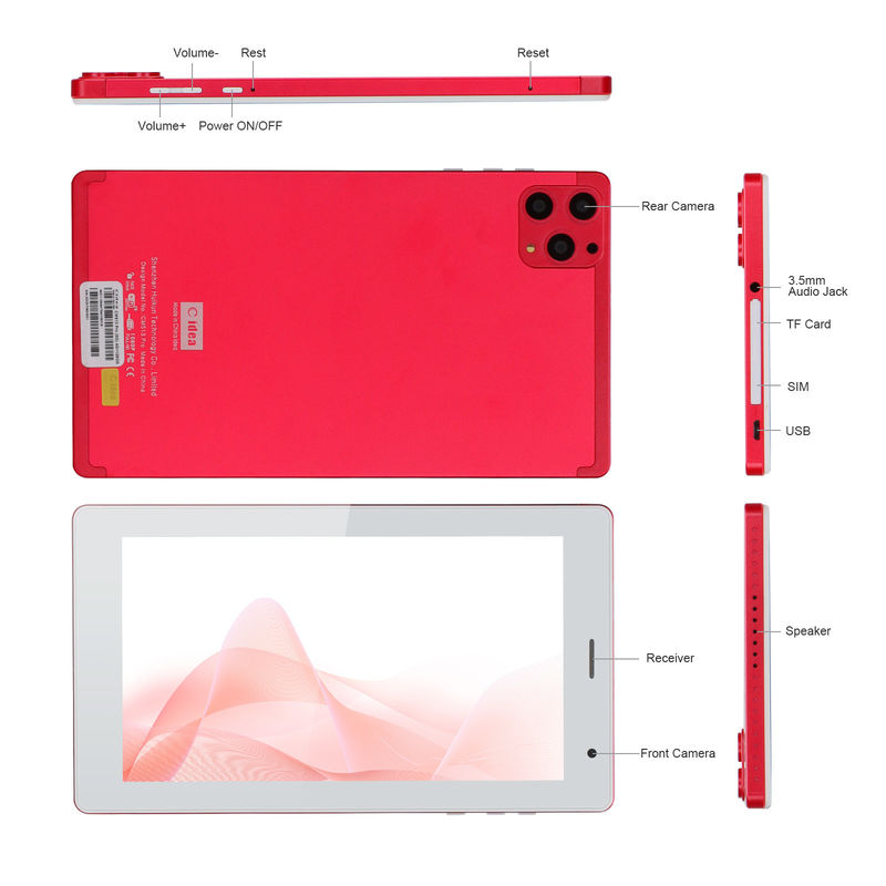 ไอเดีย C 7 นิ้ว แท็บเล็ต PC 8GB RAM 512GB ROM Quad Core Processor กล้องสอง WiFi/BT สําหรับวัยรุ่น พร้อม Case CM513 (สีแดง)