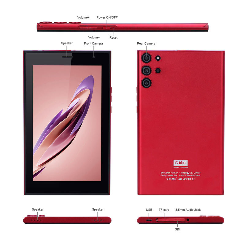 ไอเดีย C แอนดรอยด์ แท็บเล็ต PC ขนาด 7 นิ้ว ขนาด 6 แรม + 128 โรม ระยะเวลาใช้งานแบตเตอรี่ 6000mAh สําหรับเด็กและผู้ใหญ่ CM522 สีแดง