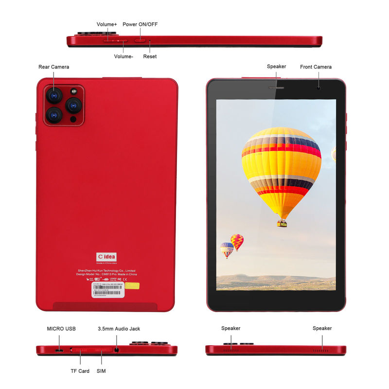 ไอเดีย C 1280x800 IPS แท็บเล็ต Android 8 นิ้ว หน้าจอสัมผัส HD GPS WiFi กล้องคู่ 8000mAh แบตเตอรี่ CM813-แดง