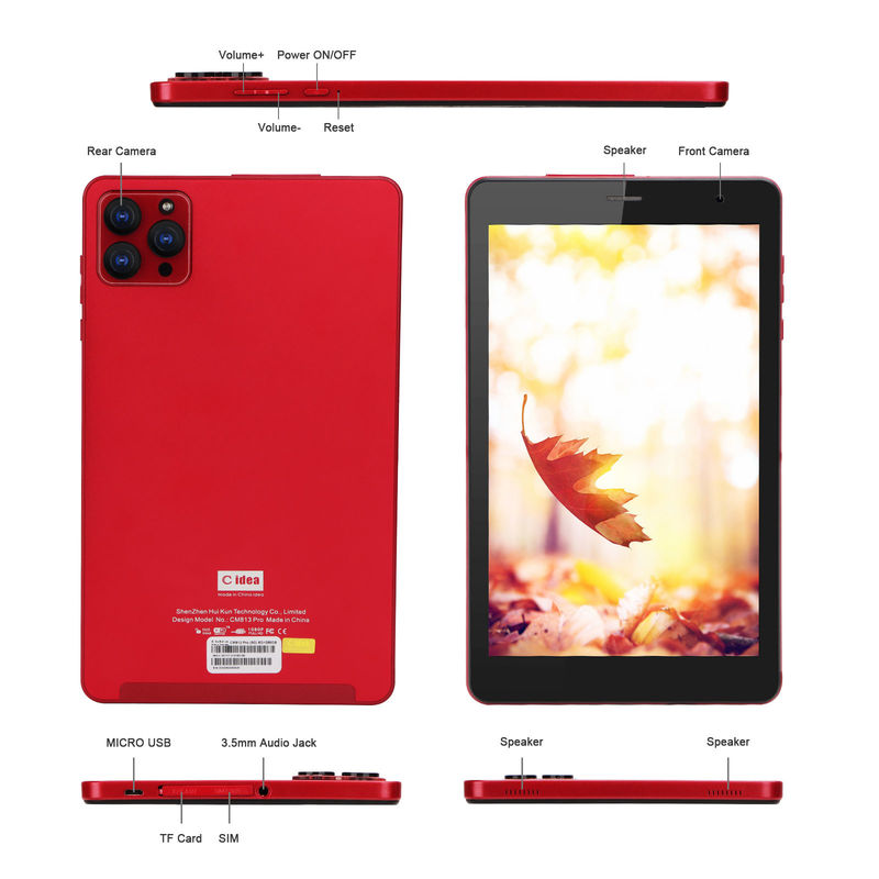 ไอเดีย C แอนดรอยด์ 8 นิ้ว แท็บเล็ต 12 6GB แรม 512GB โรม 8000mAh แบตเตอรี่ 5+8MP กล้อง CM813 PRO-red