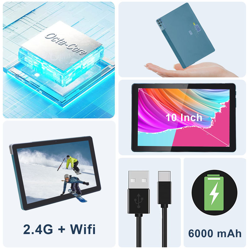 ไอเดียซี 256ROM 10 Inch Tablet PC คล้องคู่ 5MP + 8MP Quad Core กับคีย์บอร์ด Case CM7000 สีฟ้า