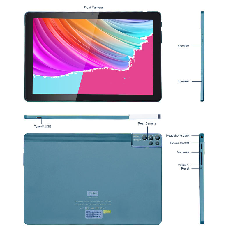 ไอเดียซี 256ROM 10 Inch Tablet PC คล้องคู่ 5MP + 8MP Quad Core กับคีย์บอร์ด Case CM7000 สีฟ้า