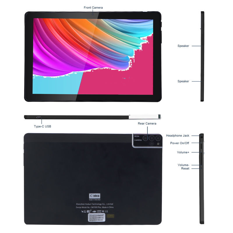 C idea 800x1280 IPS 10 Inch Tablet PC With Case 256GB ROM Quad Core Dual 5MP+8MP กล้อง HD IPS จอ CM7000 สีดํา