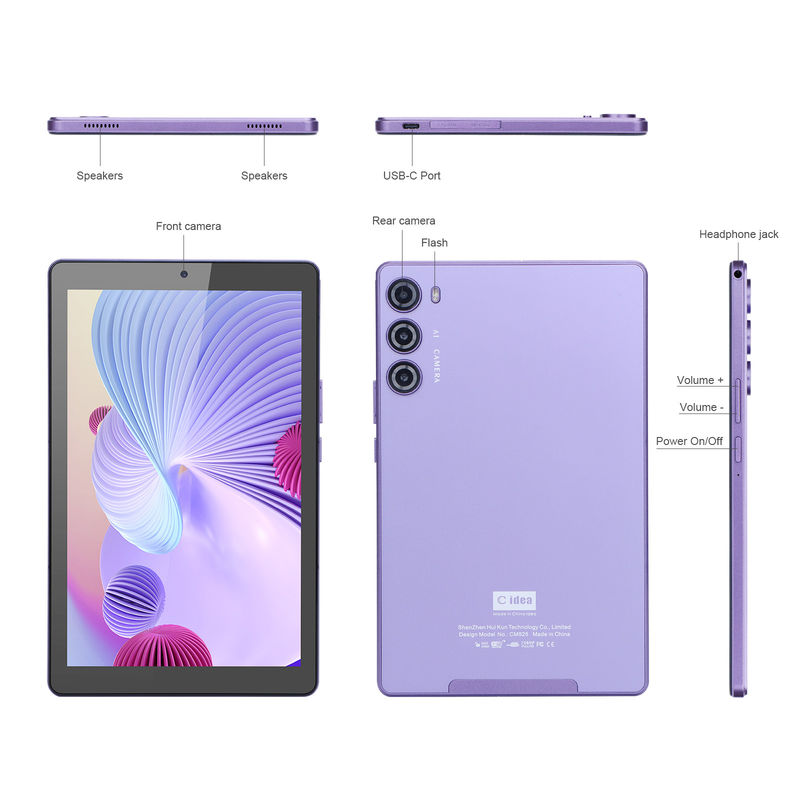ไอเดียซี สีม่วง 256GB ROM 9 Inch Tablet PC พร้อมจอ IPS ขนาด 800x1280 ขนาดแบตเตอรี่ 8000mAh พร้อมกระเป๋าปกป้อง CM925