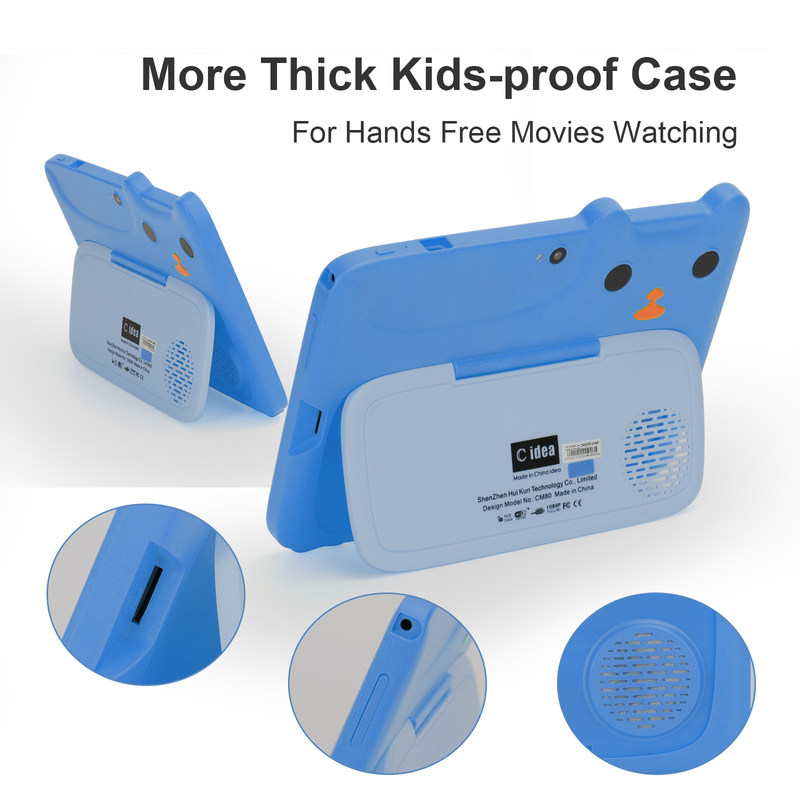ไอเดีย C การศึกษาแท็บเล็ต Kidspad 7 นิ้ว พร้อมกระเป๋าเด็ก 4GB + 64GB Quad Core 600 X 1024 IPS CM80 สีน้ําเงิน
