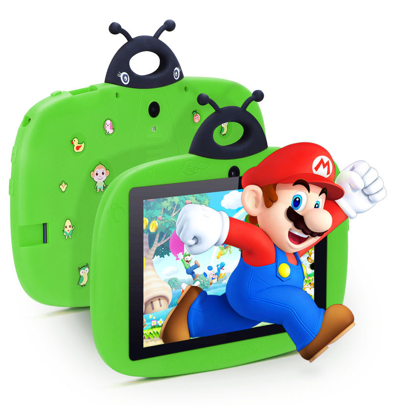 ไอเดีย C กล้องสอง WiFi 7 นิ้ว แท็บเล็ต PC Android เด็กสําหรับเด็กเล็กการเรียนรู้ 128GB กับกรอบเด็กแอพ CM76 เขียว