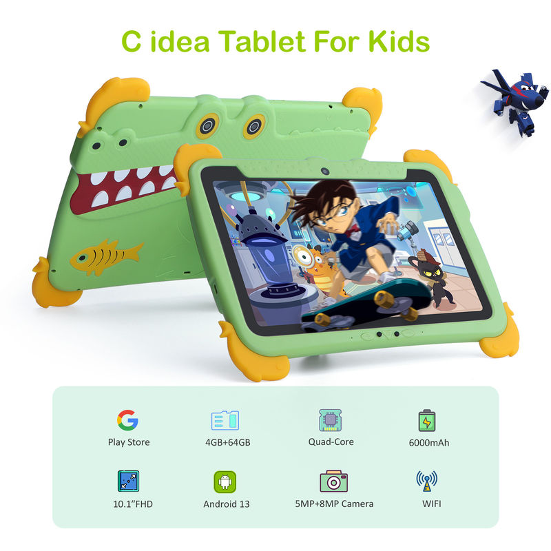 ไอเดีย C 10.1 นิ้ว เด็ก แท็บเล็ตคอมพิวเตอร์ด้วยกรอบป้องกันตา IPS HD Screen สําหรับการศึกษา การเรียนรู้ P1100