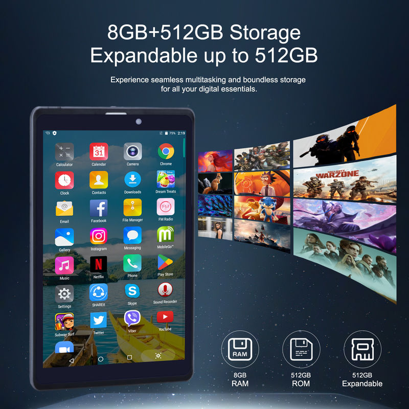 ไอเดีย C แอนดรอยด์ แท็บเล็ต พีซี กล้องคู่ 8 นิ้ว 1280x800 IPS HD Display แอนดรอยด์ 12 แท็บเล็ตสําหรับนักเรียน CM818-Grey
