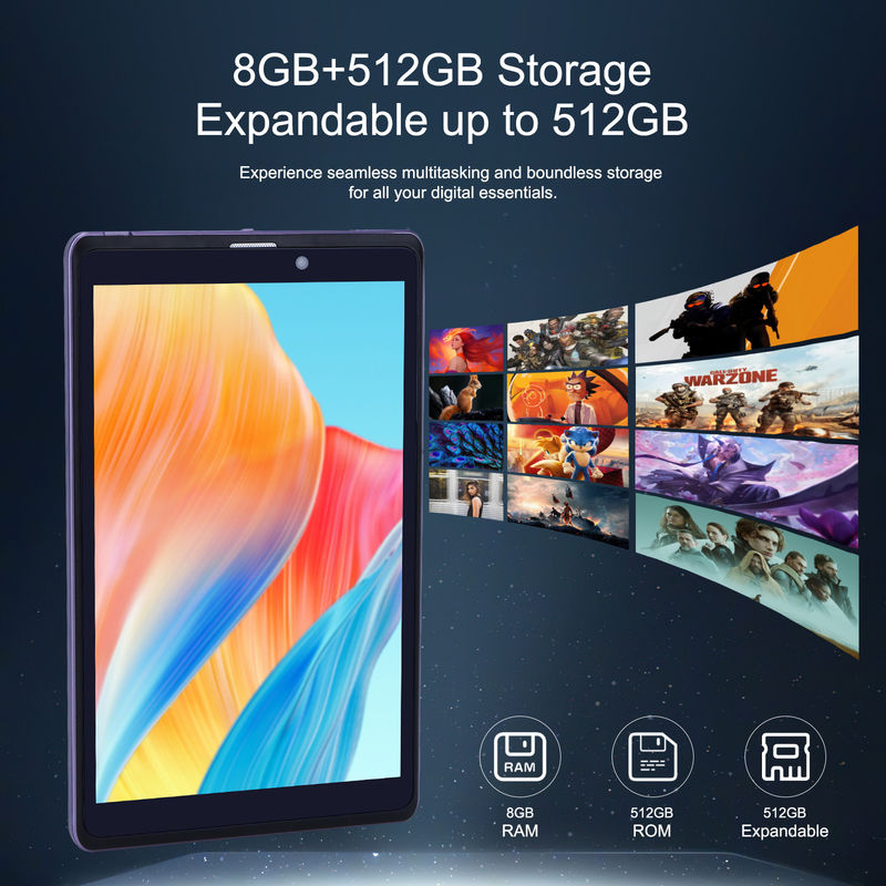 C Idea Portable 8 ใน Android Tablet PC 8GB RAM 512 GB แอนดรอยด์ 12 แท็บเล็ต IPS HD จอ Quad Core CM818-Purple