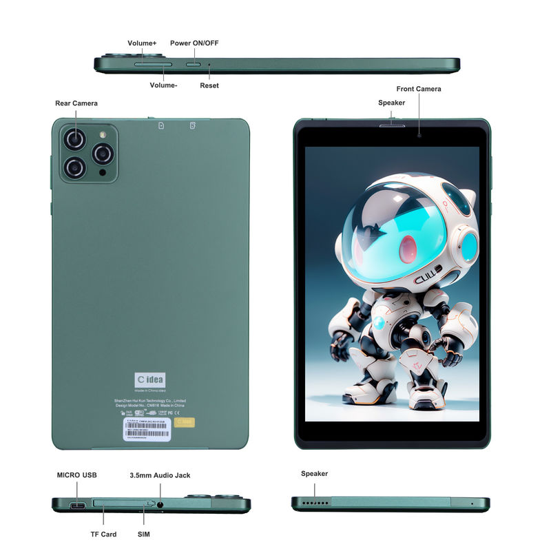 ไอเดีย C พกพา 8 นิ้ว แอนดรอยด์ แท็บเล็ต PC ด้วย แอนดรอยด์ 12 Quad Core CPU 8GB RAM 512GB Storage IPS HD Display CM818-Green