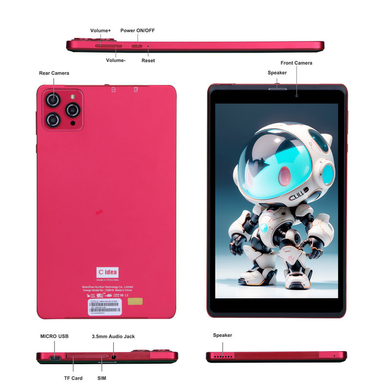 ไอเดีย C 8 นิ้ว แอนดรอยด์ 12 แท็บเล็ต 8GB แรม 512GB โรม 8000mAh แบตเตอรี่ 5+8MP กล้องสําหรับวัยรุ่นพร้อมการสนับสนุน SIM CM818-แดง
