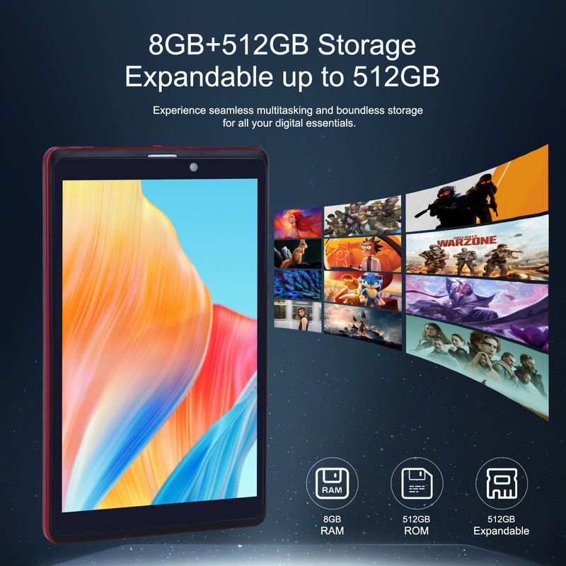 ไอเดีย C 8 นิ้ว แอนดรอยด์ 12 แท็บเล็ต 8GB แรม 512GB โรม 8000mAh แบตเตอรี่ 5+8MP กล้องสําหรับวัยรุ่นพร้อมการสนับสนุน SIM CM818-แดง