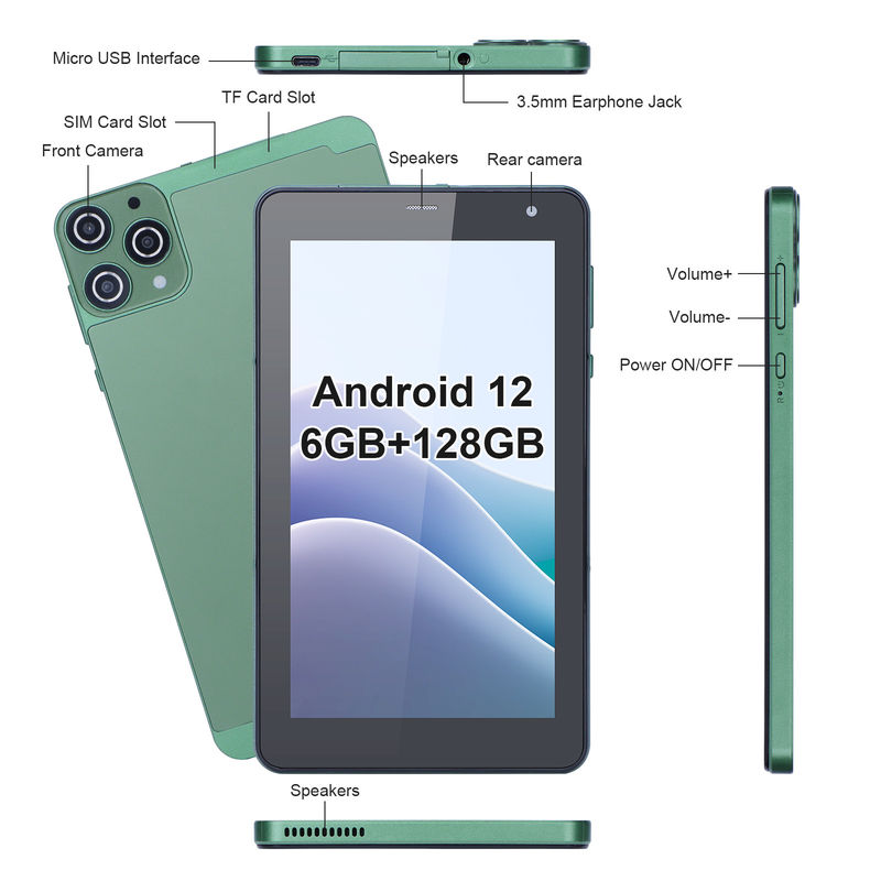 C Idea แท็บเล็ต Android ขนาด 7 นิ้ว ขนาด 6+128GB แท็บเล็ตจอสัมผัส Quad Core สําหรับ Studenet CM515 ((สีเขียว)