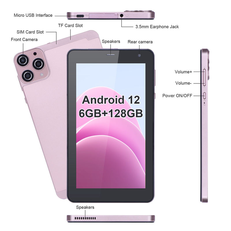 ไอเดียซี แอนดรอยด์ สมาร์ทแท็บเล็ต 7 นิ้ว 6+128GB ทับเล็ต WiFi Quad Core HD Touch Screen สําหรับวัยรุ่น CM515 ((Pink)