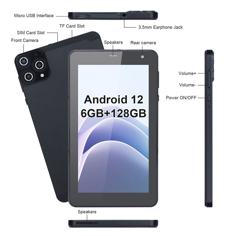 C Idea แอนดรอยด์ แท็บเล็ต 6+128GB Quad Core 7 Inch Tablet PC สําหรับนักเรียน CM515 ((ดํา)