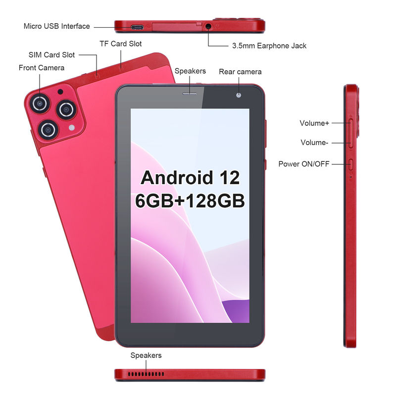 C Idea แท็บเล็ตขนาดเล็ก 7 นิ้ว Quad Core WiFi 5G แอนดรอยด์ แท็บเล็ต PC สําหรับการศึกษา CM515 ((แดง)