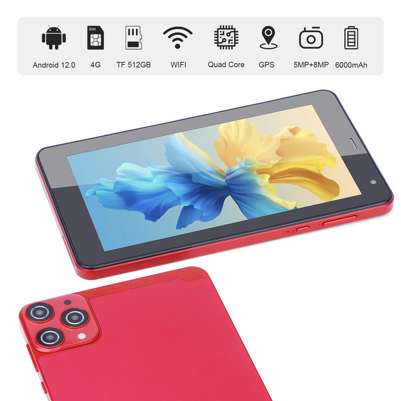 C Idea WiFi 5G แท็บเล็ต 7 นิ้ว แท็บเล็ต 6+128GB Quad Core Touch Screen For Education CM515 ((แดง)