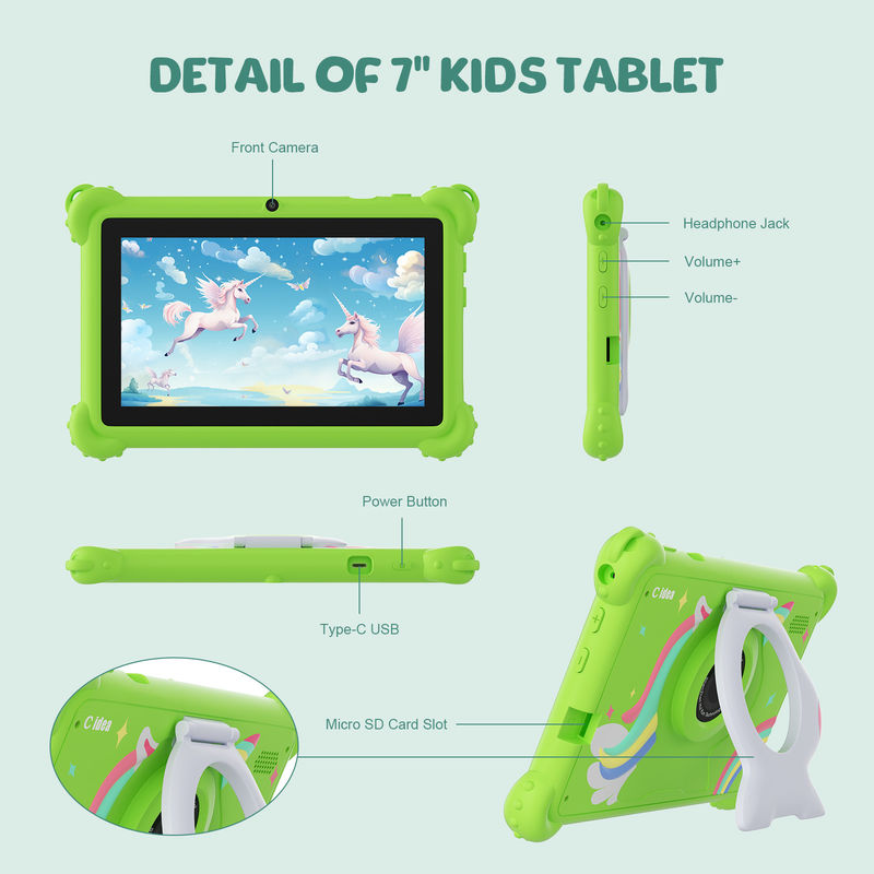 C idea Kids Tablet 2024 สนุกสนานทางการศึกษาด้วยจอ HD และกระเป๋าปกป้อง Tablet CM88