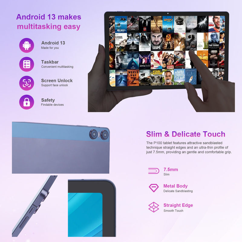 ไอเดีย C แอนดรอยด์ 13 กล้องคู่ 5MP+13MP พร้อมจอ 1200*2000 2K 11 นิ้ว แท็บเล็ต PC P100