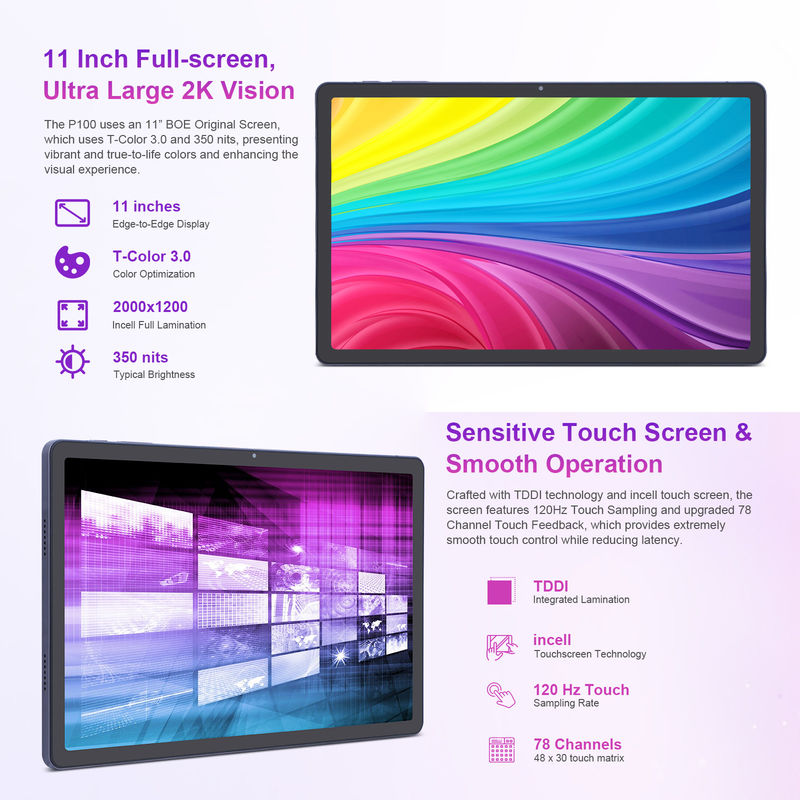 ไอเดีย C แอนดรอยด์ 13 กล้องคู่ 5MP+13MP พร้อมจอ 1200*2000 2K 11 นิ้ว แท็บเล็ต PC P100