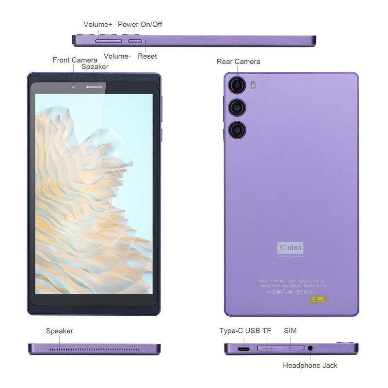 C Idea Portable 7 Inch Smart Tablet PC With Sim 6GB 128GB การศึกษา สําหรับโรงเรียน CM525 ((สีม่วง)