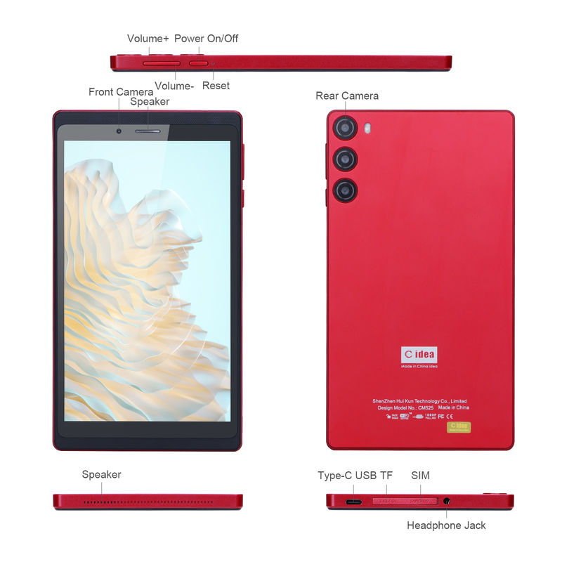 C Idea แท็บเล็ต 7 นิ้ว 512GB พร้อมซิม แอนดรอยด์ แท็บเล็ต PC สําหรับนักเรียนเรียนเรียนรู้ CM525 สีแดง