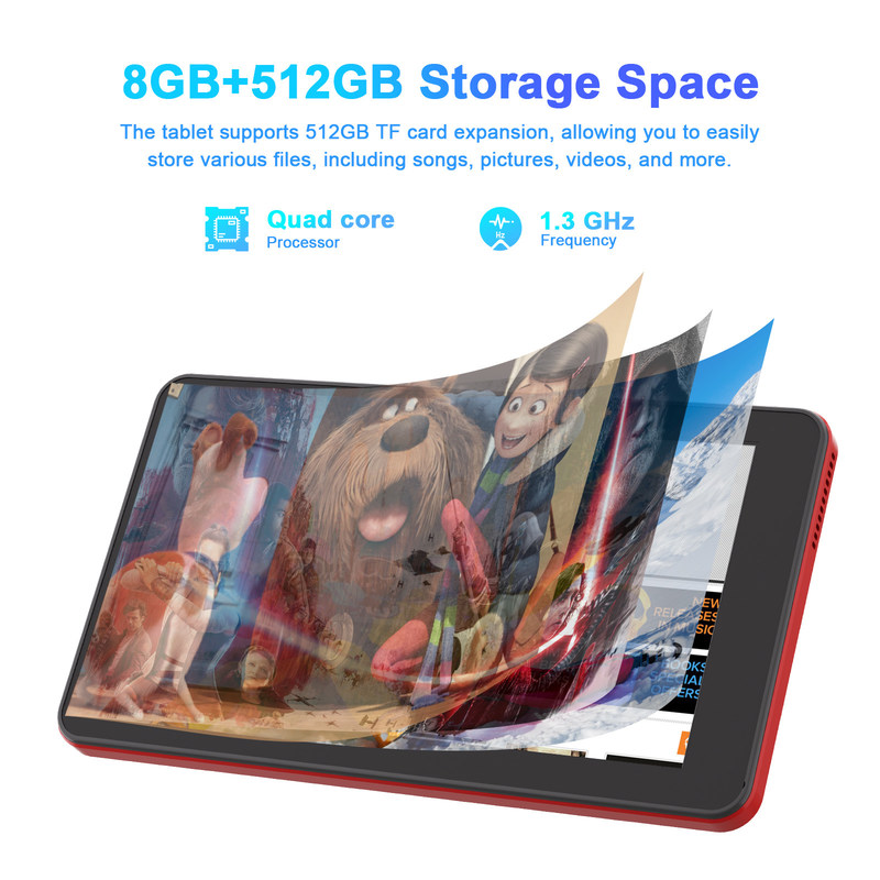 C Idea แอนดรอยด์ 13 แท็บเล็ตพร้อมซิม Wifi แท็บเล็ตจอสัมผัส 7 นิ้ว สําหรับนักเรียน CM518 โปรแดง