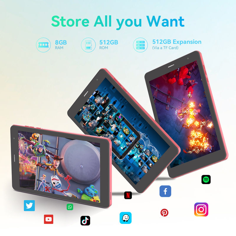 C Idea 5g แอนดรอยด์ แท็บเล็ต 8+512gb แท็บเล็ต 8 นิ้ว สําหรับนักเรียนที่มีซิมและ Wifi Cm828 สีแดง