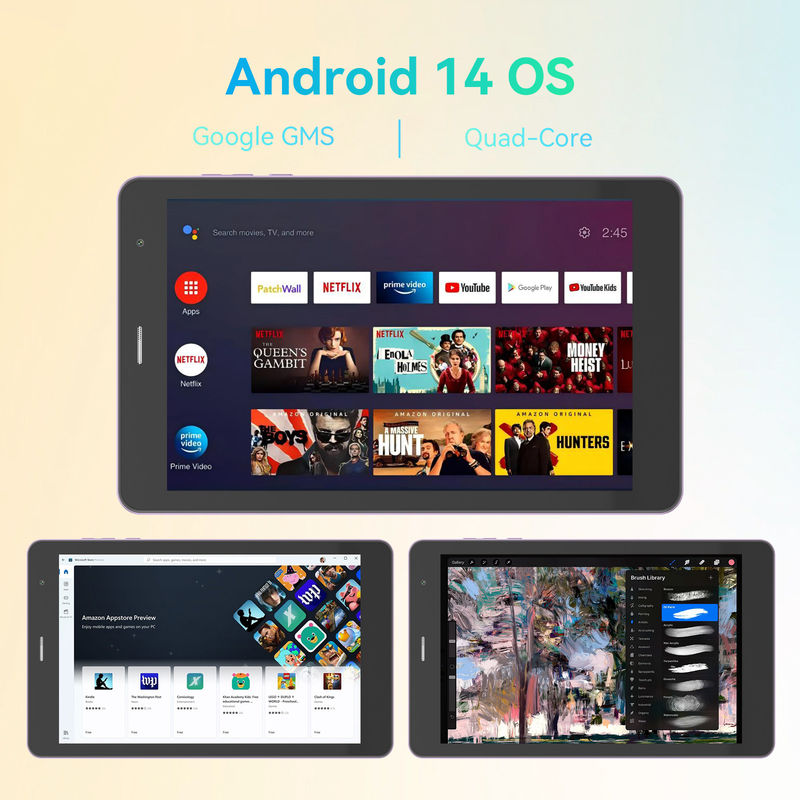C Idea 8in Tablet เกมการศึกษา แอนดรอยด์ แท็บเล็ตสําหรับนักเรียนที่มีซิมและ Wifi CM828 สีม่วง