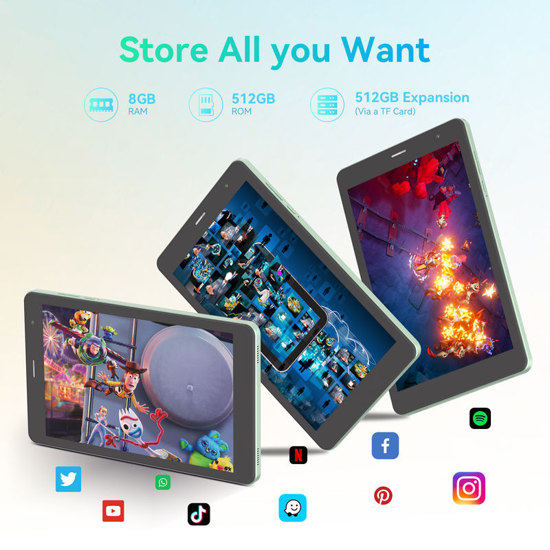 C Idea จัดจอความละเอียดสูง 8 นิ้ว แท็บเล็ต PC ด้วยจอ 800x1280 Ips สําหรับเด็กวัยรุ่น การศึกษา CM828 สีเขียว