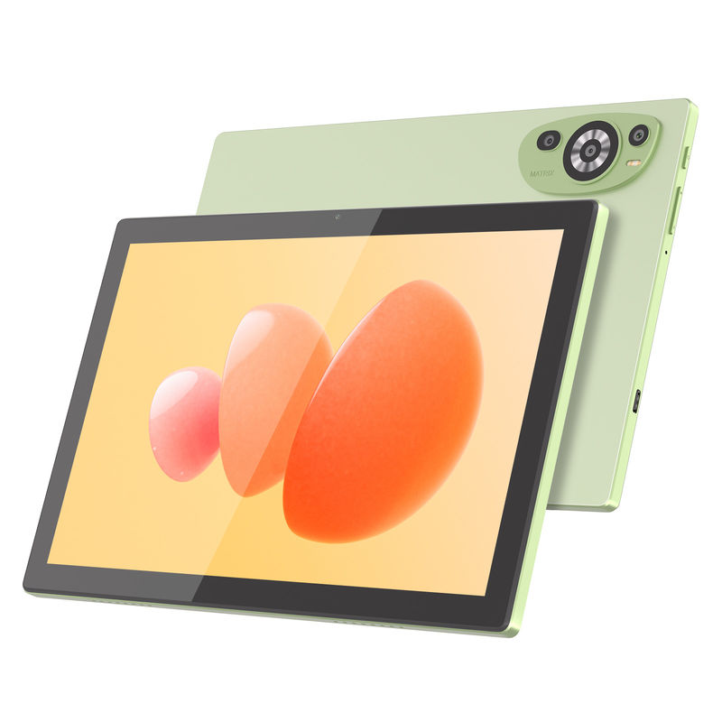 C Idea WIFI Android 14 TF Storage แท็บเล็ตจอสัมผัสขนาด 512GB พร้อมคีย์บอร์ดและหนู CM8200plus สีเขียว