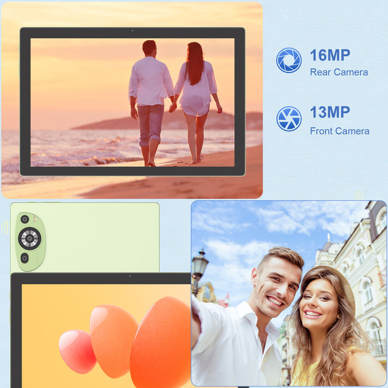 C Idea WIFI Android 14 TF Storage แท็บเล็ตจอสัมผัสขนาด 512GB พร้อมคีย์บอร์ดและหนู CM8200plus สีเขียว